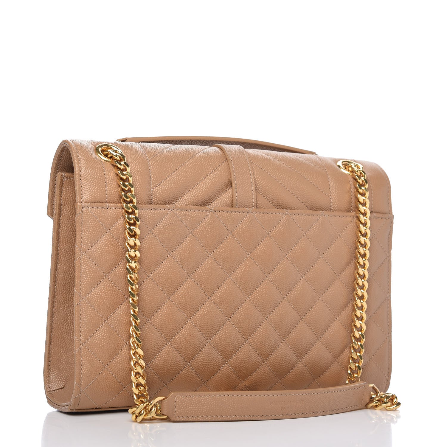 Saint Laurent Grain De Poudre Textured Mixed Matelasse Medium Triquilt Monogram Satchel Dark Beige 3 of 9