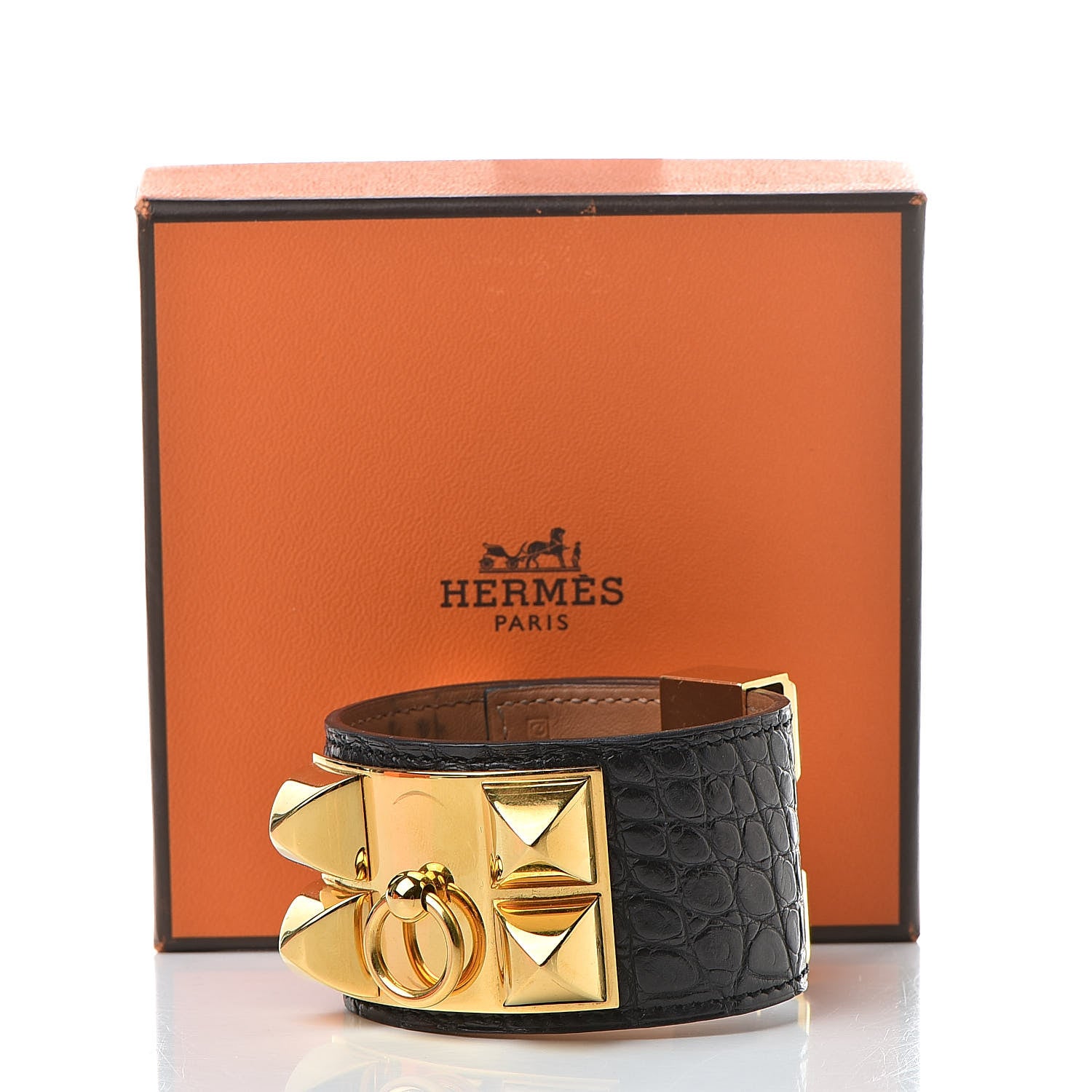 Hermes Matte Alligator Collier de Chien CDC Bracelet Black 10 of 10