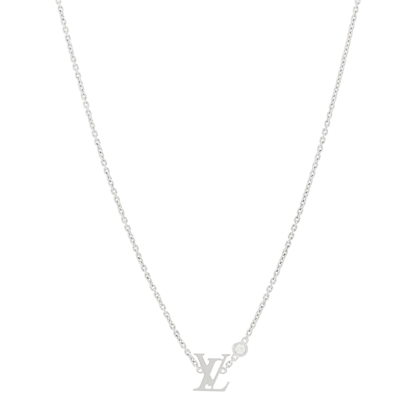 18K White Gold Diamond Idylle Blossom LV Pendant Necklace