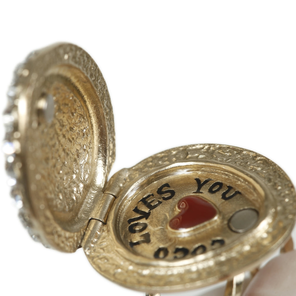 Crystal CC Coco Loves You Locket Ring Gold 7