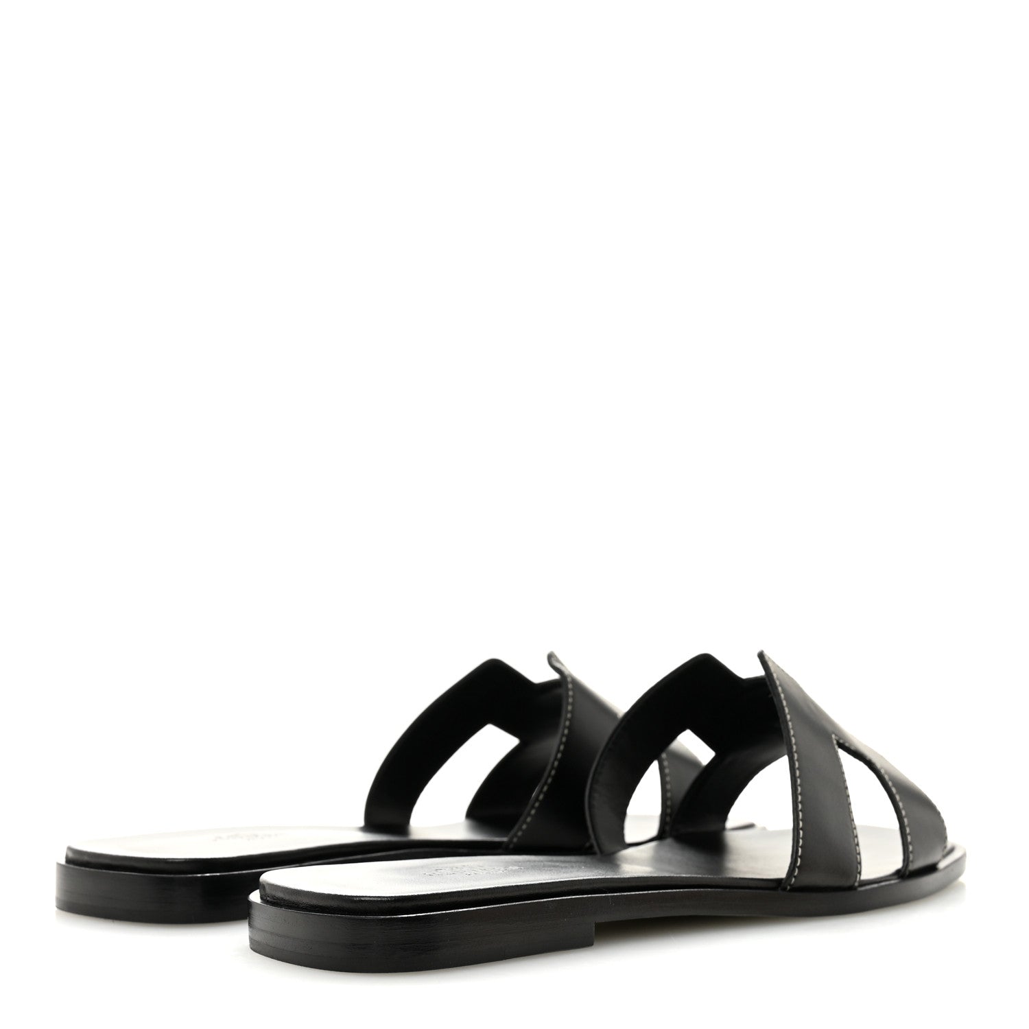 Hermes Box Calfskin Oran Sandals 39.5 Black 5 of 9