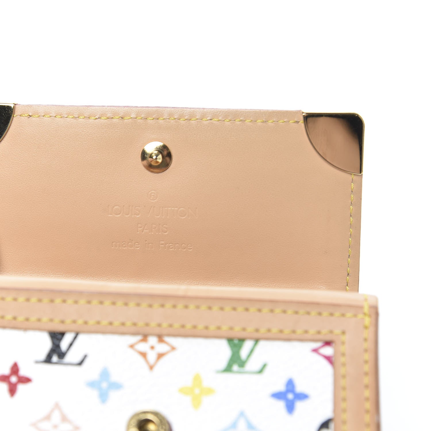 Louis Vuitton Monogram Multicolor Porte-Monnaie Plat Coin Purse White 6 of 7