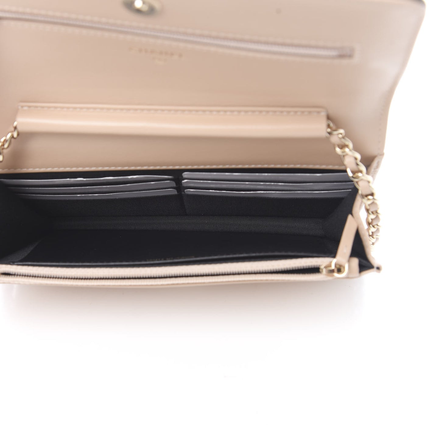 Caviar Quilted CC Filigree Wallet On Chain WOC Beige Black