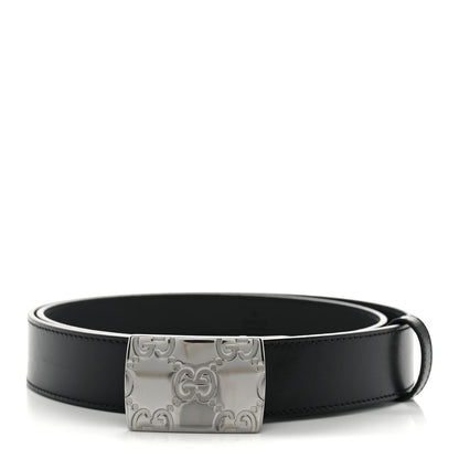 Gucci Plutone Calfskin Plaque GG 30mm Belt 90 36 Black 1 of 5