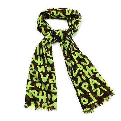 Louis Vuitton Cotton Graffiti Pareo Green 1 of 4