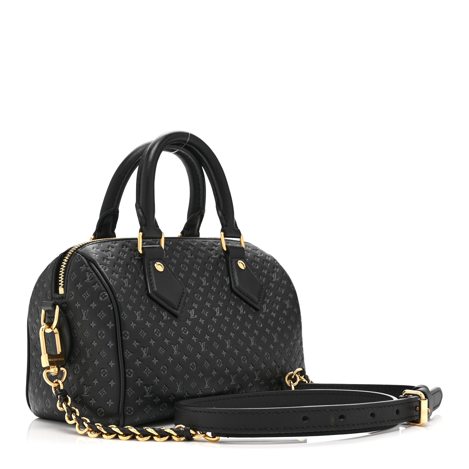 Louis Vuitton Calfskin Nanogram Embossed Speedy 20 Black 3 of 9