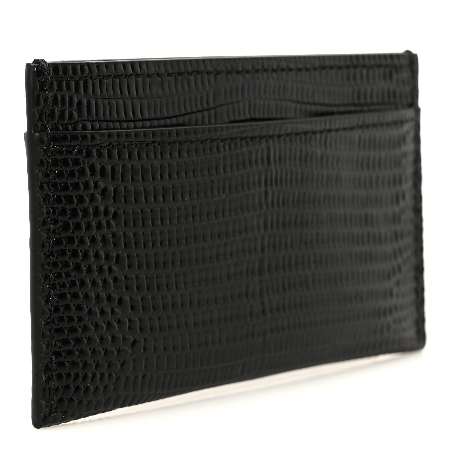 Chanel Calfskin Lizard Embossed Card Holder Black 3 of 9