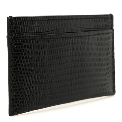 Chanel Calfskin Lizard Embossed Card Holder Black 3 of 9