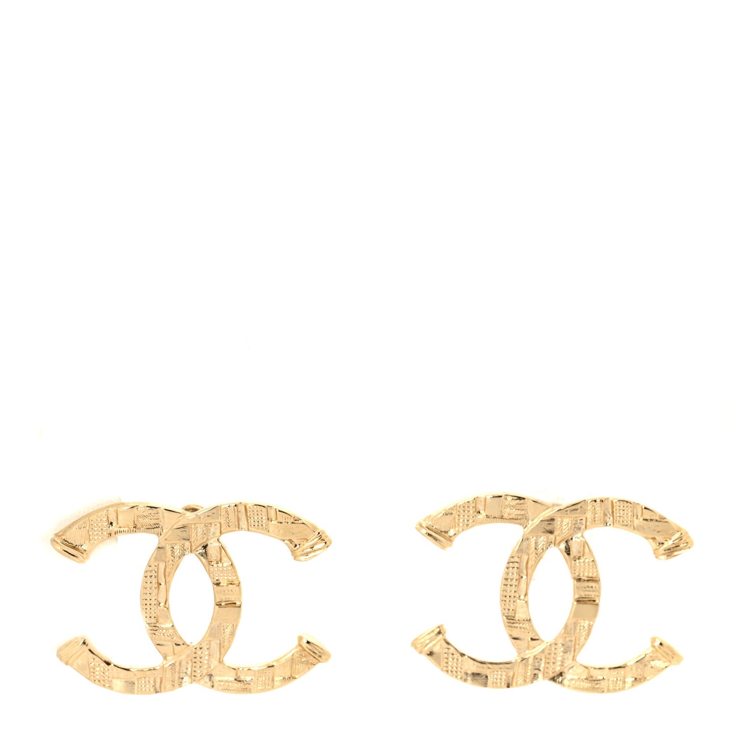 Metal Tweed Effect CC Earrings Gold