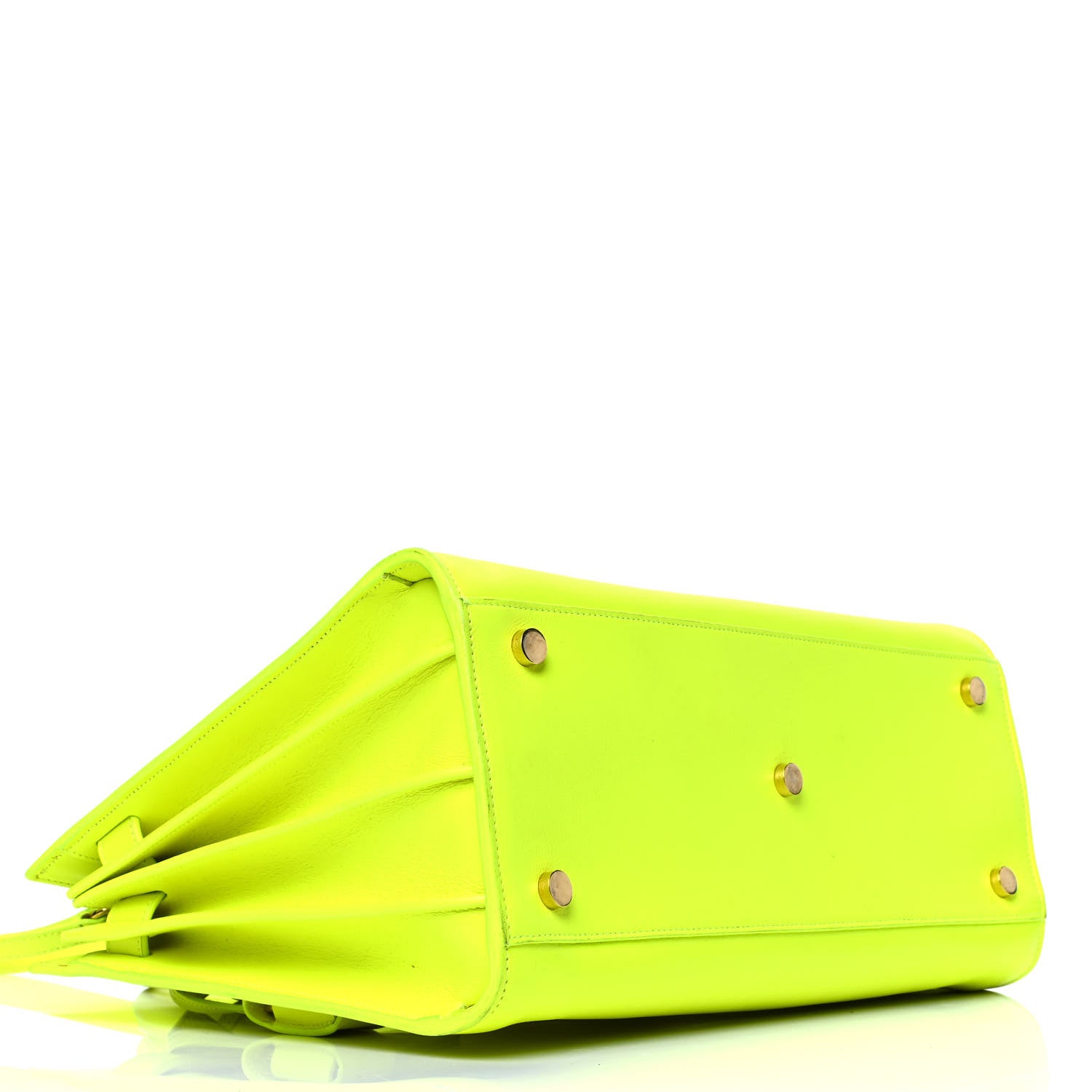 Saint Laurent Calfskin Small Sac De Jour Bag Neon Yellow 4 of 16