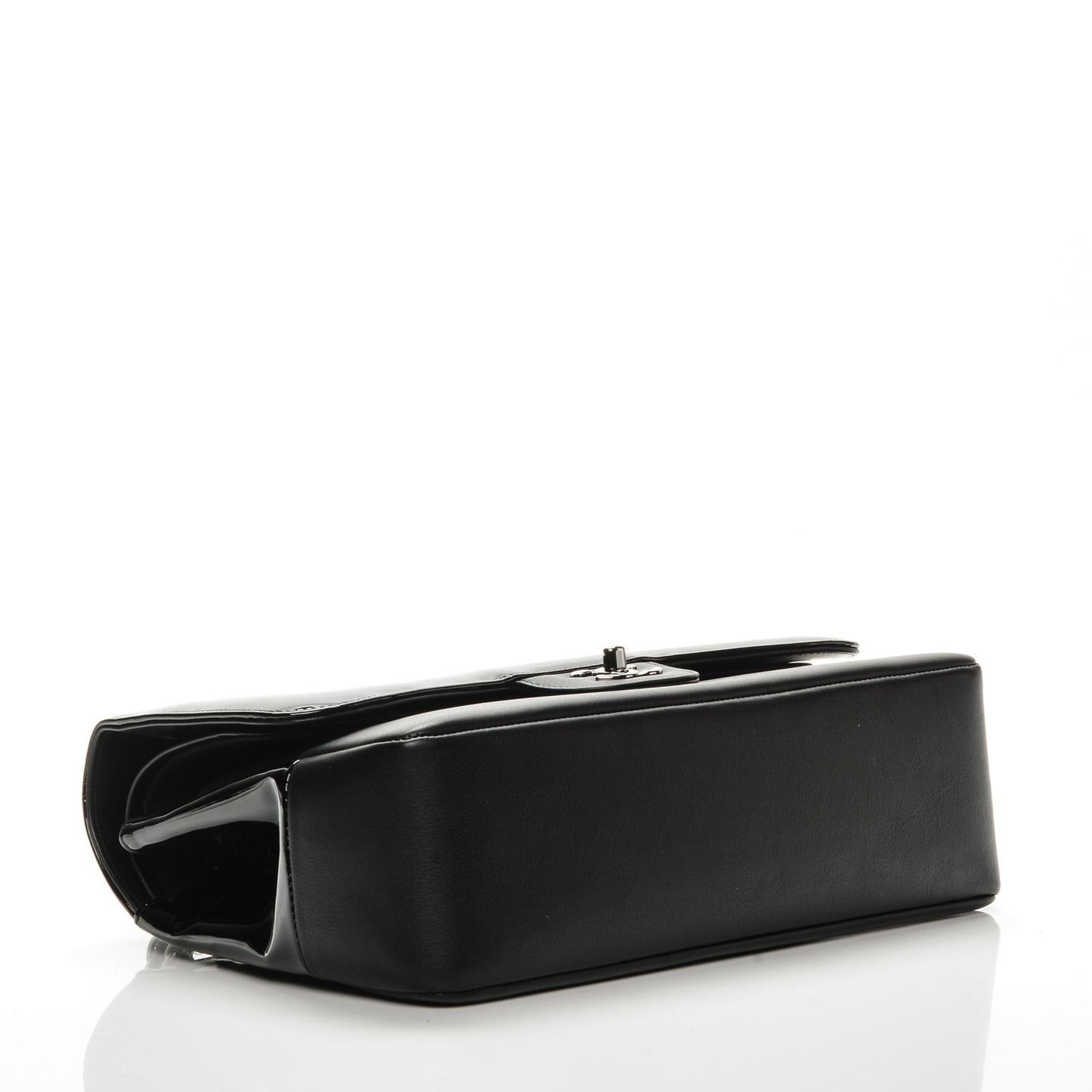 Patent Calfskin Jumbo Classic Pure Double Flap Black