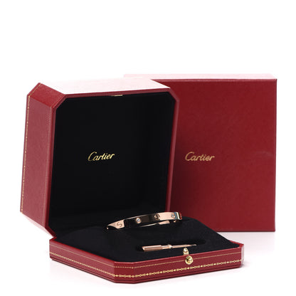 Cartier 18K Pink Gold 4 Diamond LOVE Bracelet 18 8 of 8