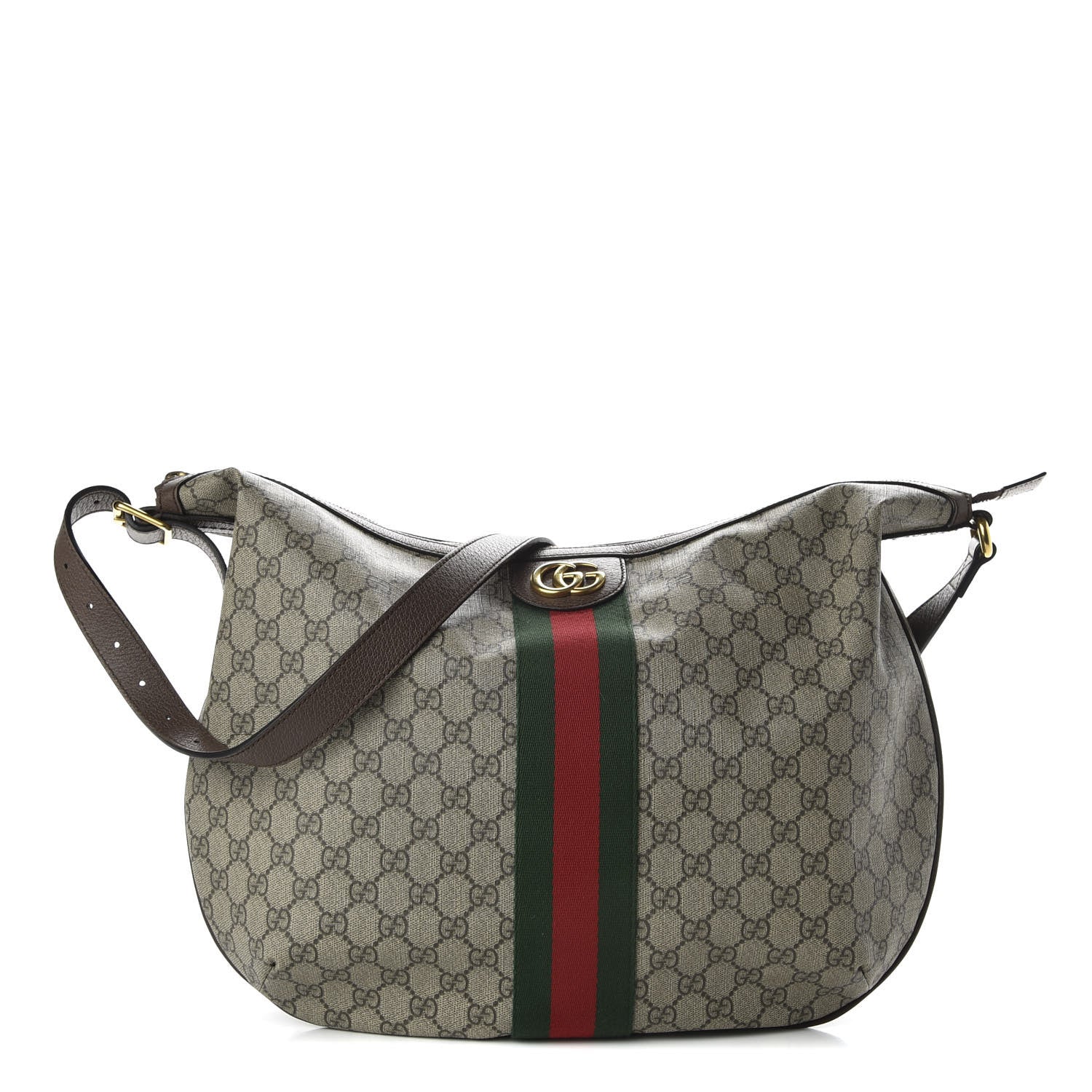 Gucci GG Supreme Monogram Web Ophidia Half Moon Hobo Brown 1 of 13