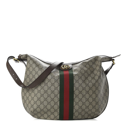 Gucci GG Supreme Monogram Web Ophidia Half Moon Hobo Brown 1 of 13