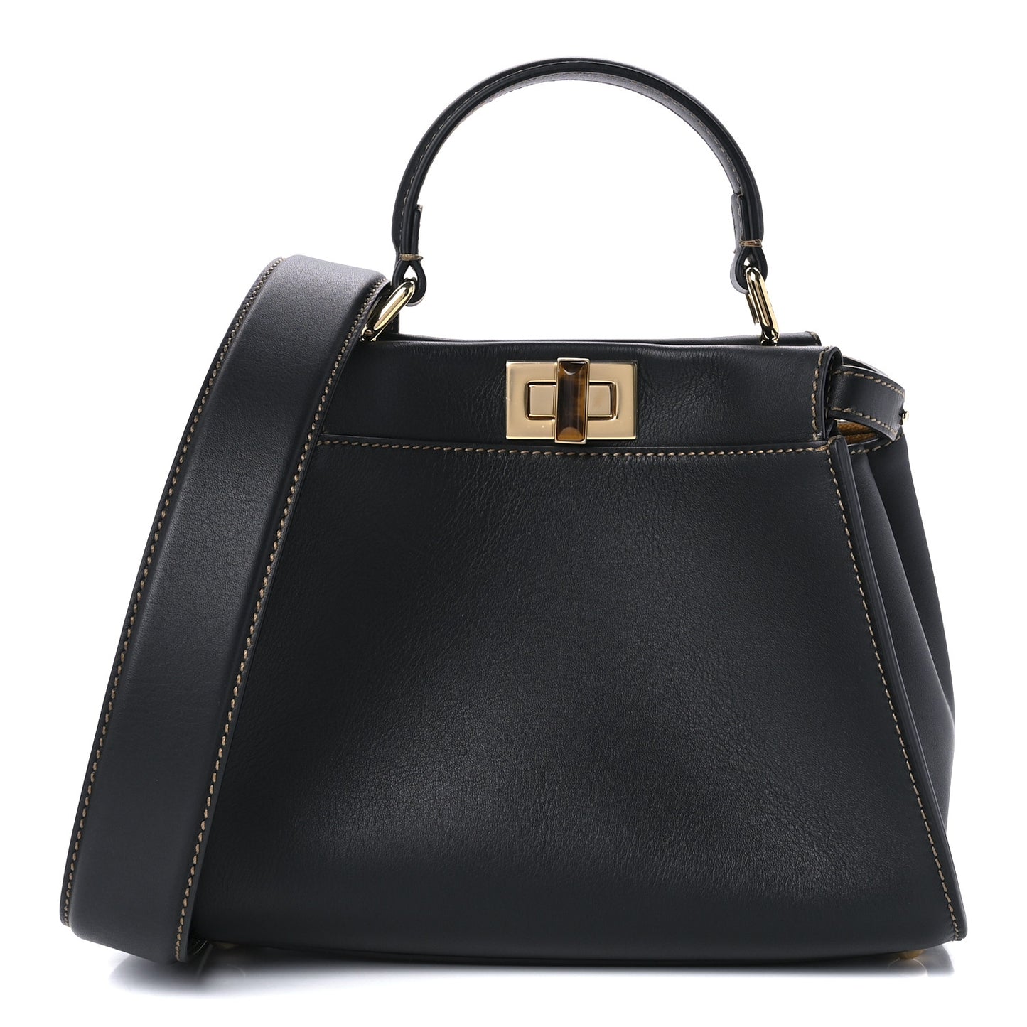 Vitello King Canvas Chinese New Year Tiger Embroidered Mini Peekaboo Iconic Satchel Black Dark Yellow