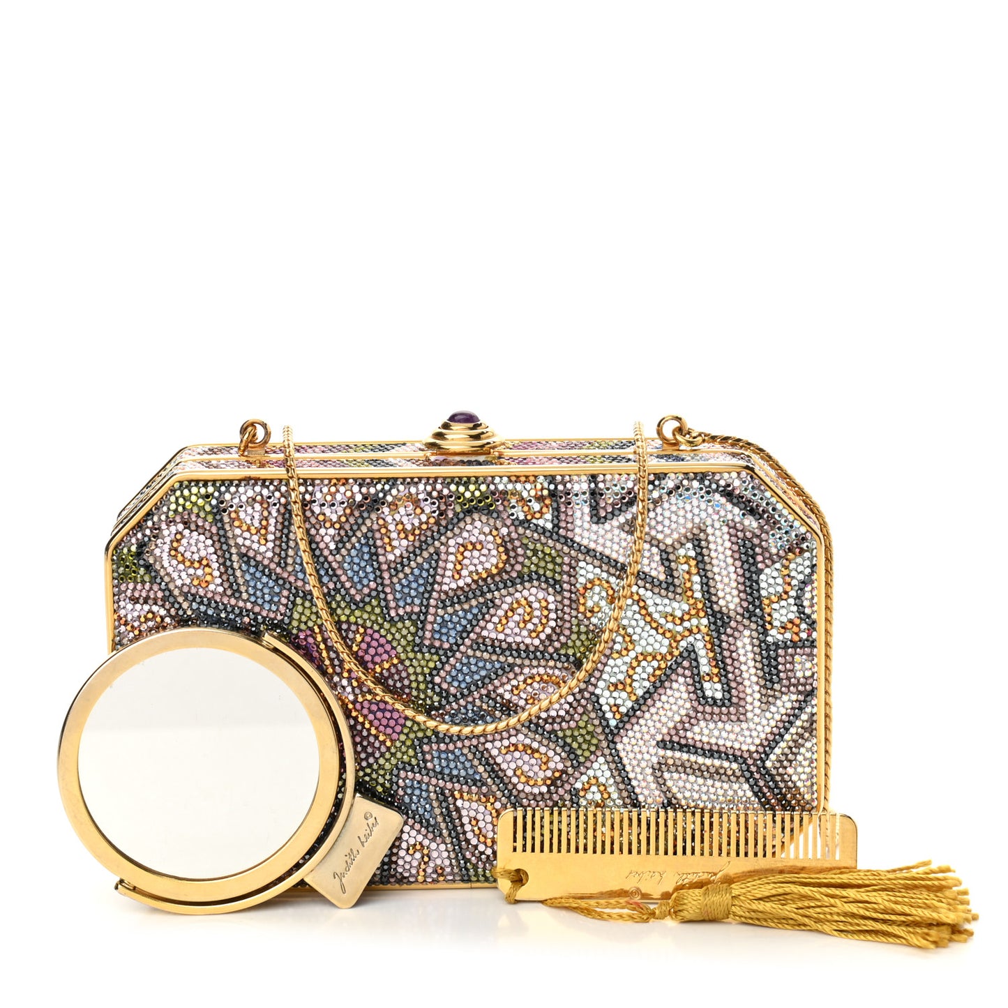 Swarovski Crystal Minaudiere Clutch Gold Multicolor
