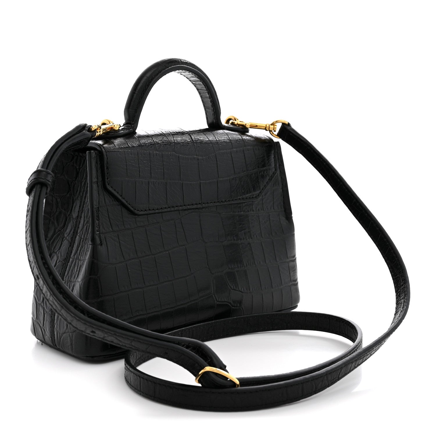 Mulberry Calfskin Crocodile Embossed Micro Seaton Black 3 of 9