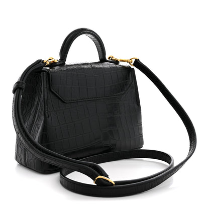 Mulberry Calfskin Crocodile Embossed Micro Seaton Black 3 of 9