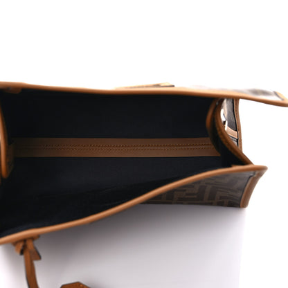 Fendi Glazed Fabric Vitello Century FF 1974 Stamp Patch Mini Peekaboo Defender Cover Mogano Panna Caramello 5 of 9