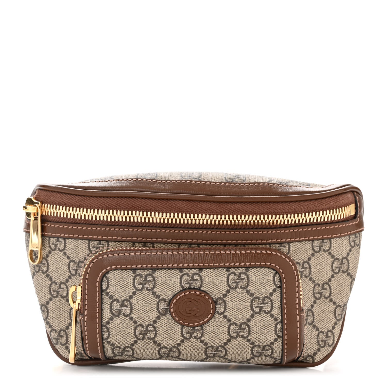 Gucci GG Supreme Monogram Textured Calfskin Retro Interlocking G Belt Bag Beige Ebony Brown Sugar 1 of 11
