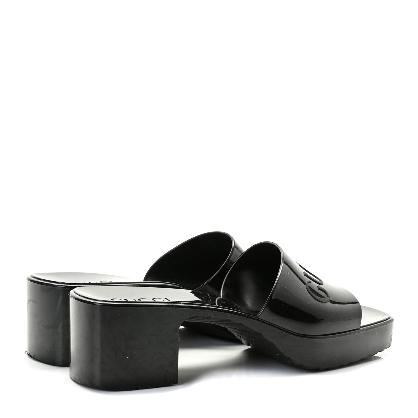 Rubber Gucci Logo Womens Platform 20/60mm Slide Sandals 41 Black