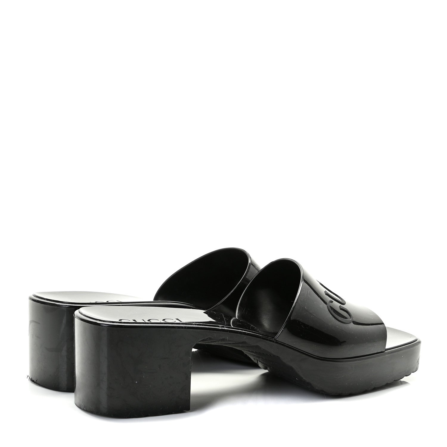 Gucci Rubber Gucci Logo Womens Platform 20/60mm Slide Sandals 41 Black 4 of 12