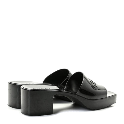 Gucci Rubber Gucci Logo Womens Platform 20/60mm Slide Sandals 41 Black 4 of 12