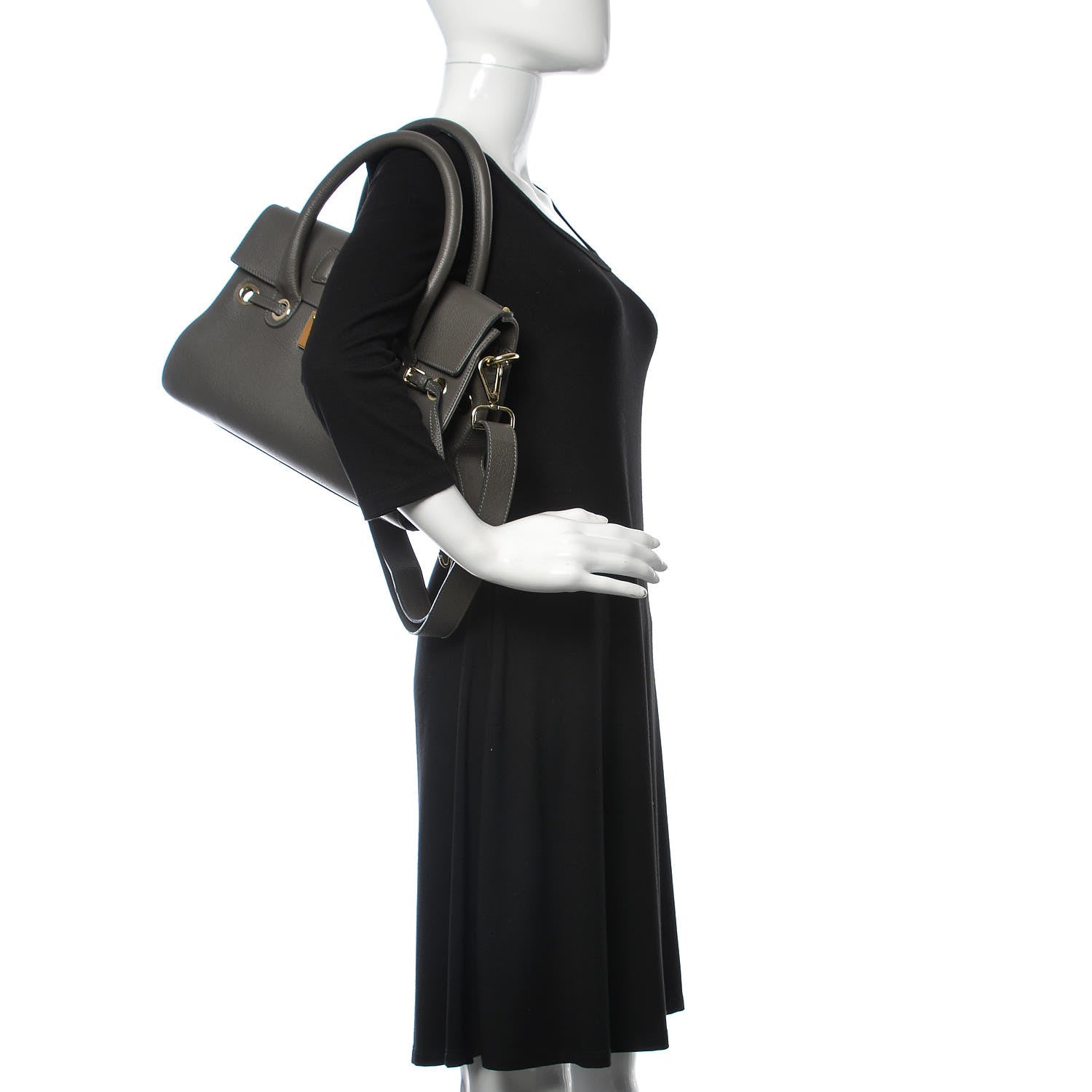 Jimmy Choo Grainy Calfskin Large Rosalie Satchel Grey 2 of 18