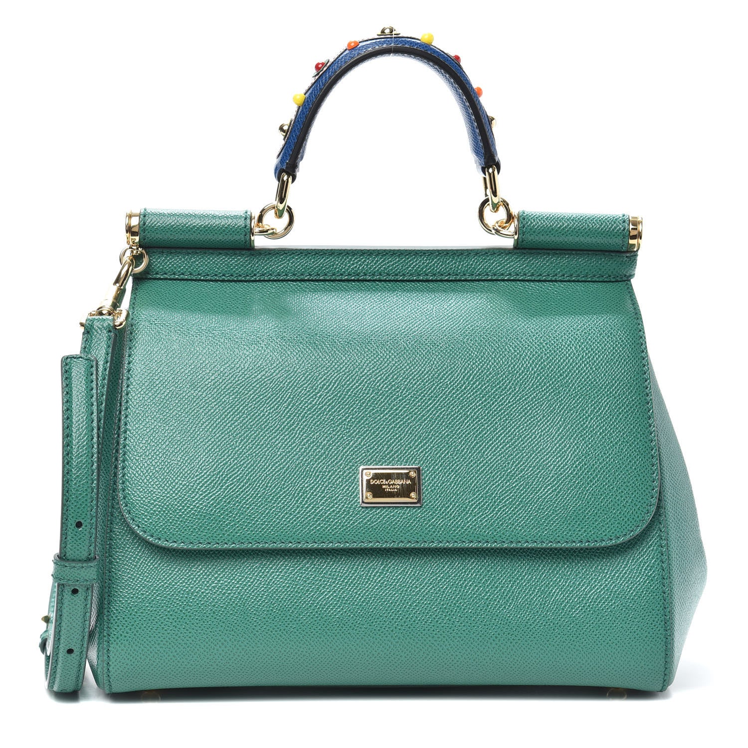 Dolce & Gabbana Dauphine Embellished Medium Miss Sicily Satchel Verde Muschio 1 of 9