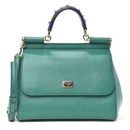 Dolce & Gabbana Dauphine Embellished Medium Miss Sicily Satchel Verde Muschio 1 of 9