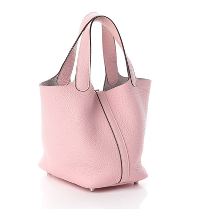 Hermes Taurillon Clemence Picotin Lock 18 PM Rose Sakura 3 of 10