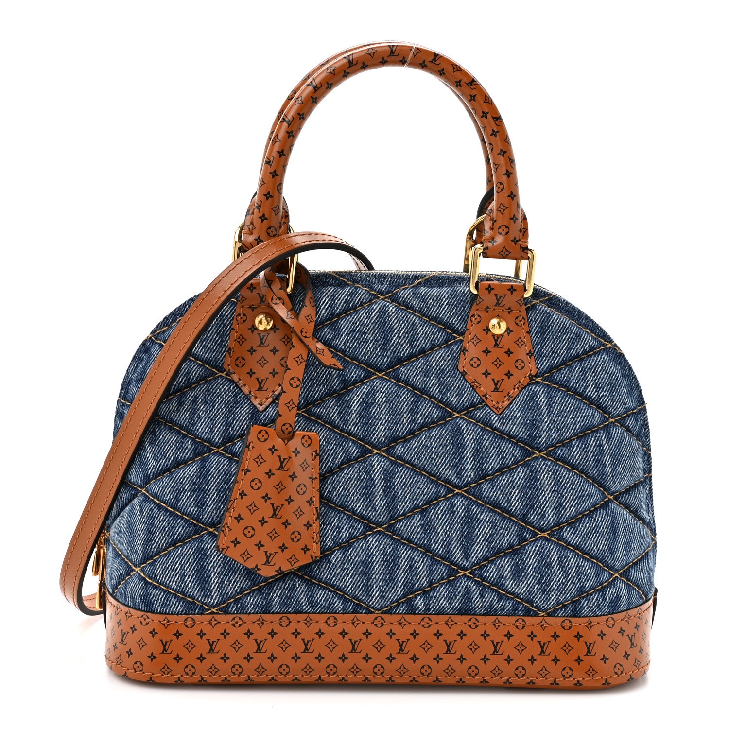 Louis Vuitton Denim Calfskin Reverse Monogram Malletage Alma BB Blue 1 of 10