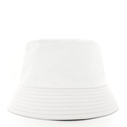 Prada Tessuto Nylon Metal Triangle Logo Womens Bucket Hat M White 3 of 8