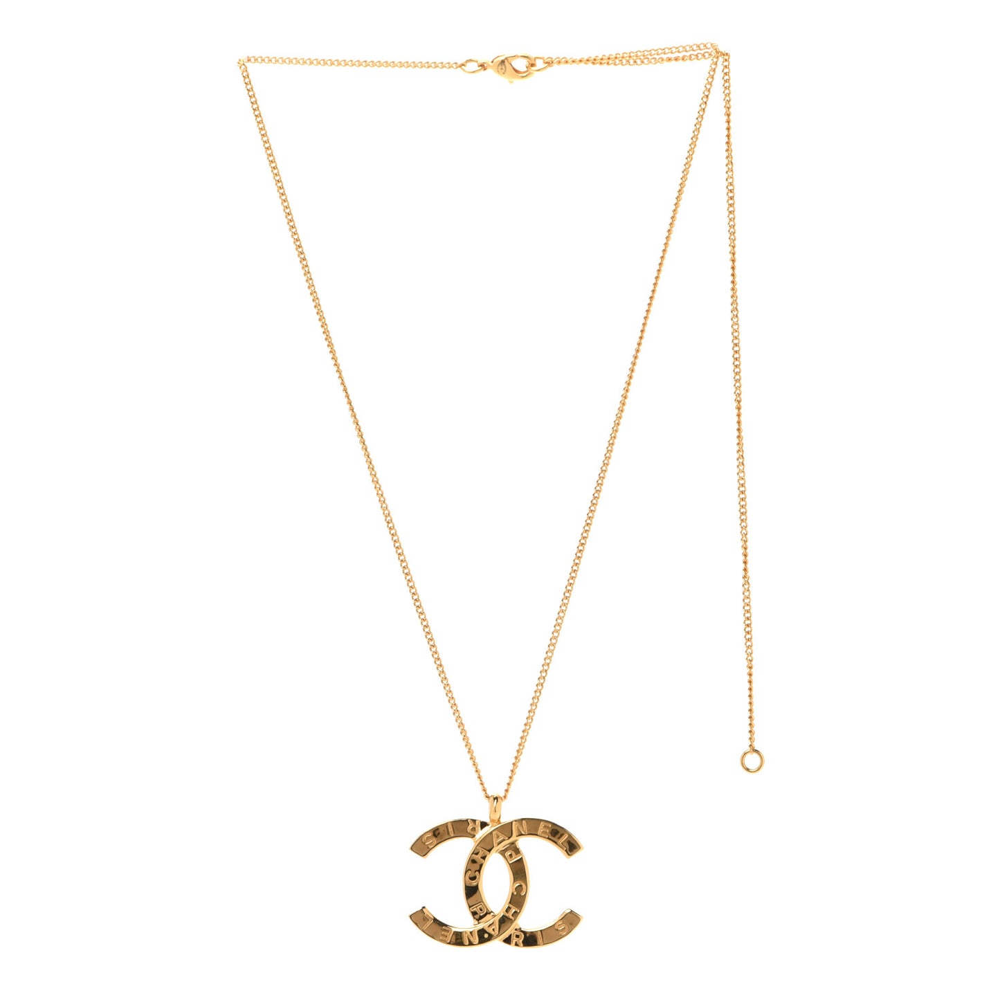 Metal CC Paris Button Necklace Gold
