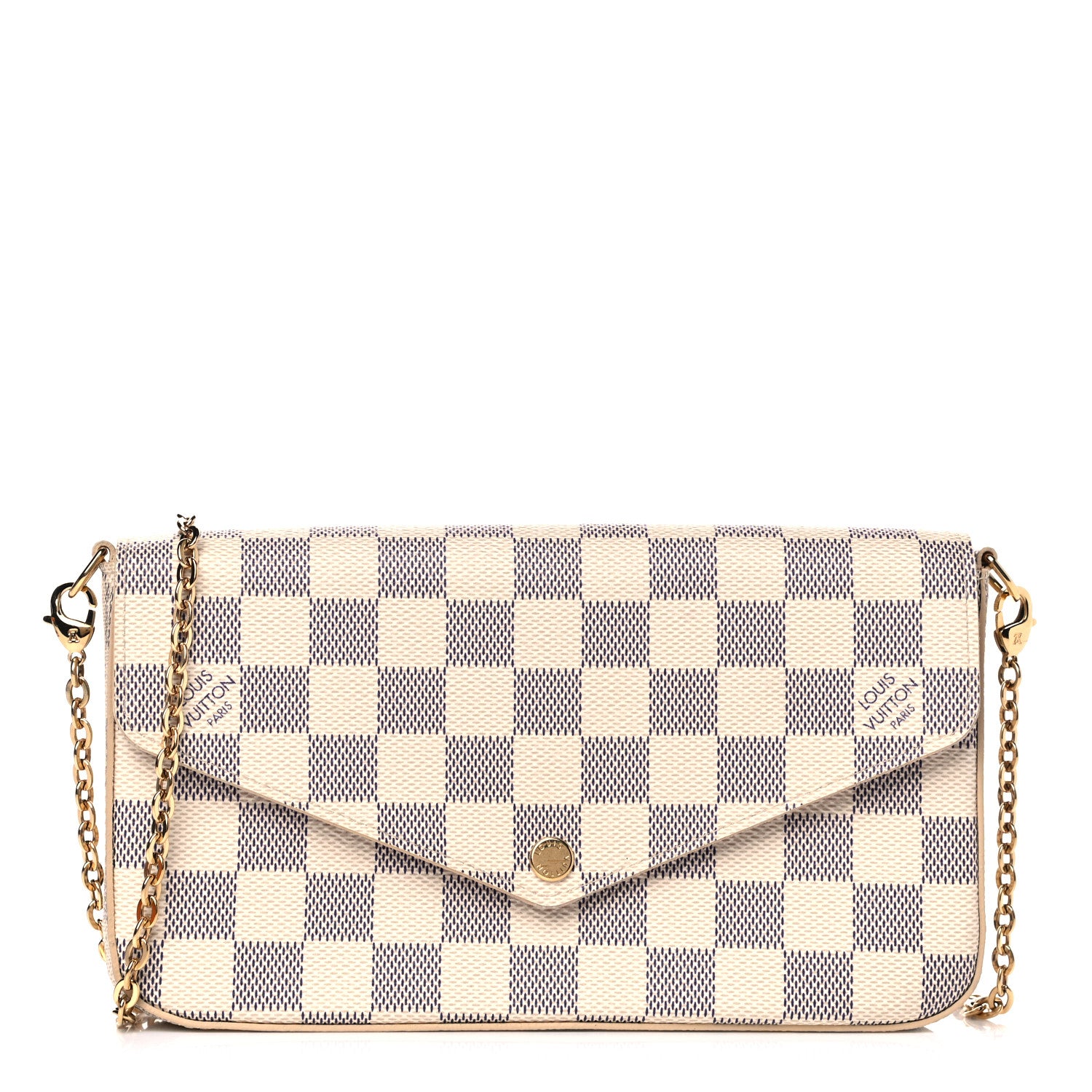 Louis Vuitton Damier Azur Pochette Felicie Chain Wallet Rose Ballerine 1 of 12