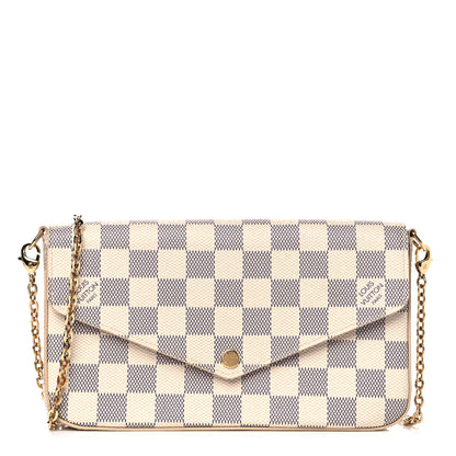 Louis Vuitton Damier Azur Pochette Felicie Chain Wallet Rose Ballerine 1 of 12