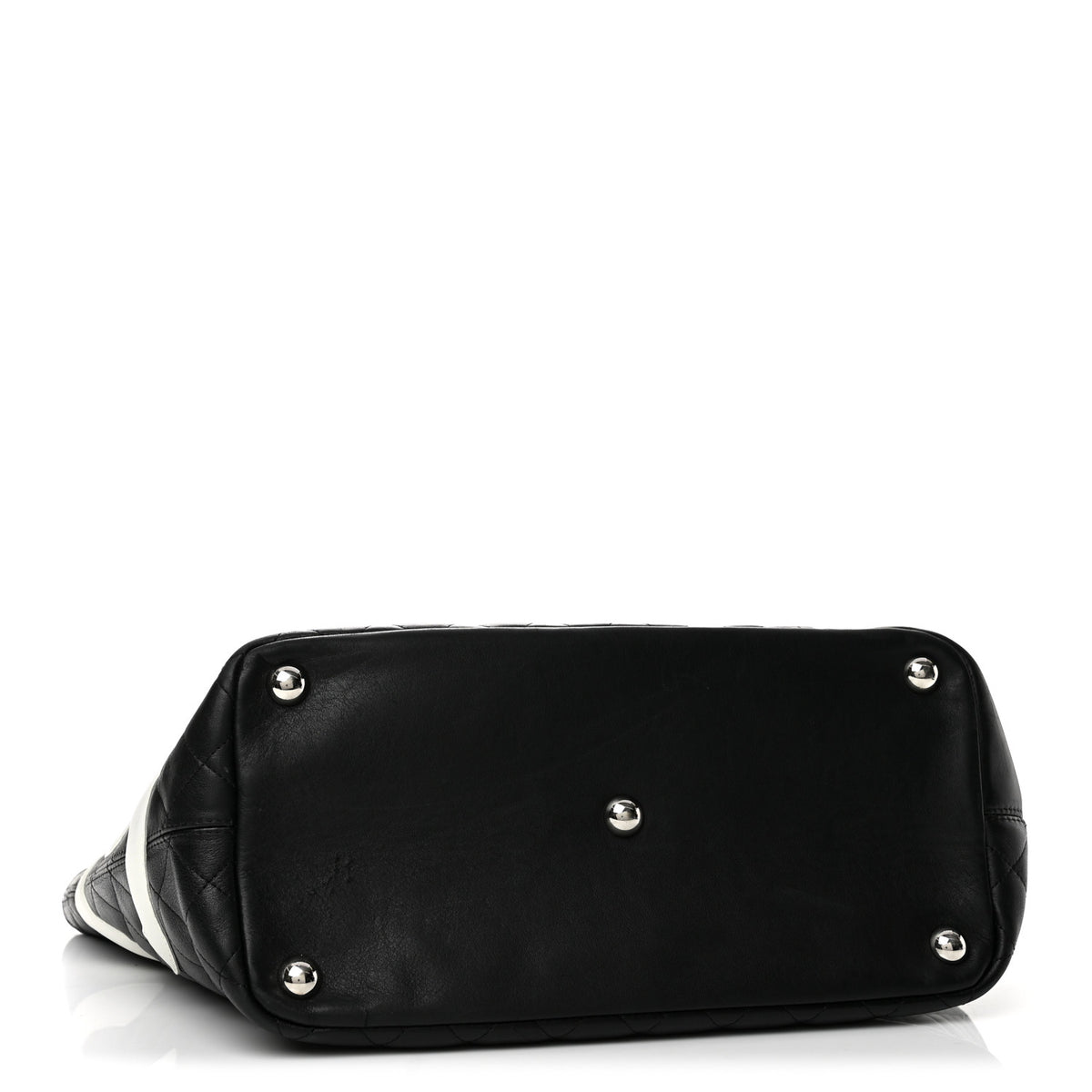 Calfskin Quilted Large Cambon Tote Black White
