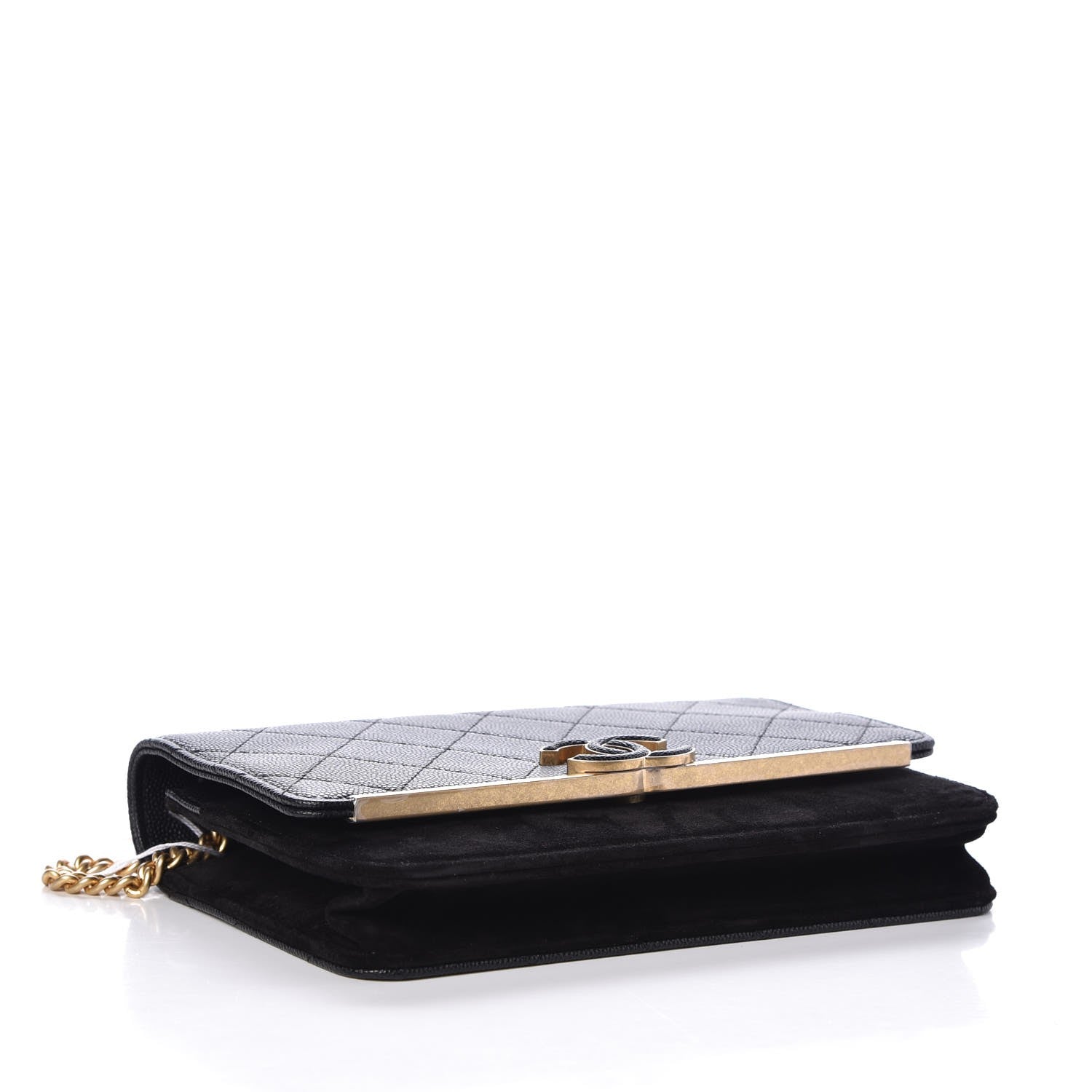 Chanel Caviar Suede Stitched Lady Coco Wallet On Chain WOC Black 4 of 9