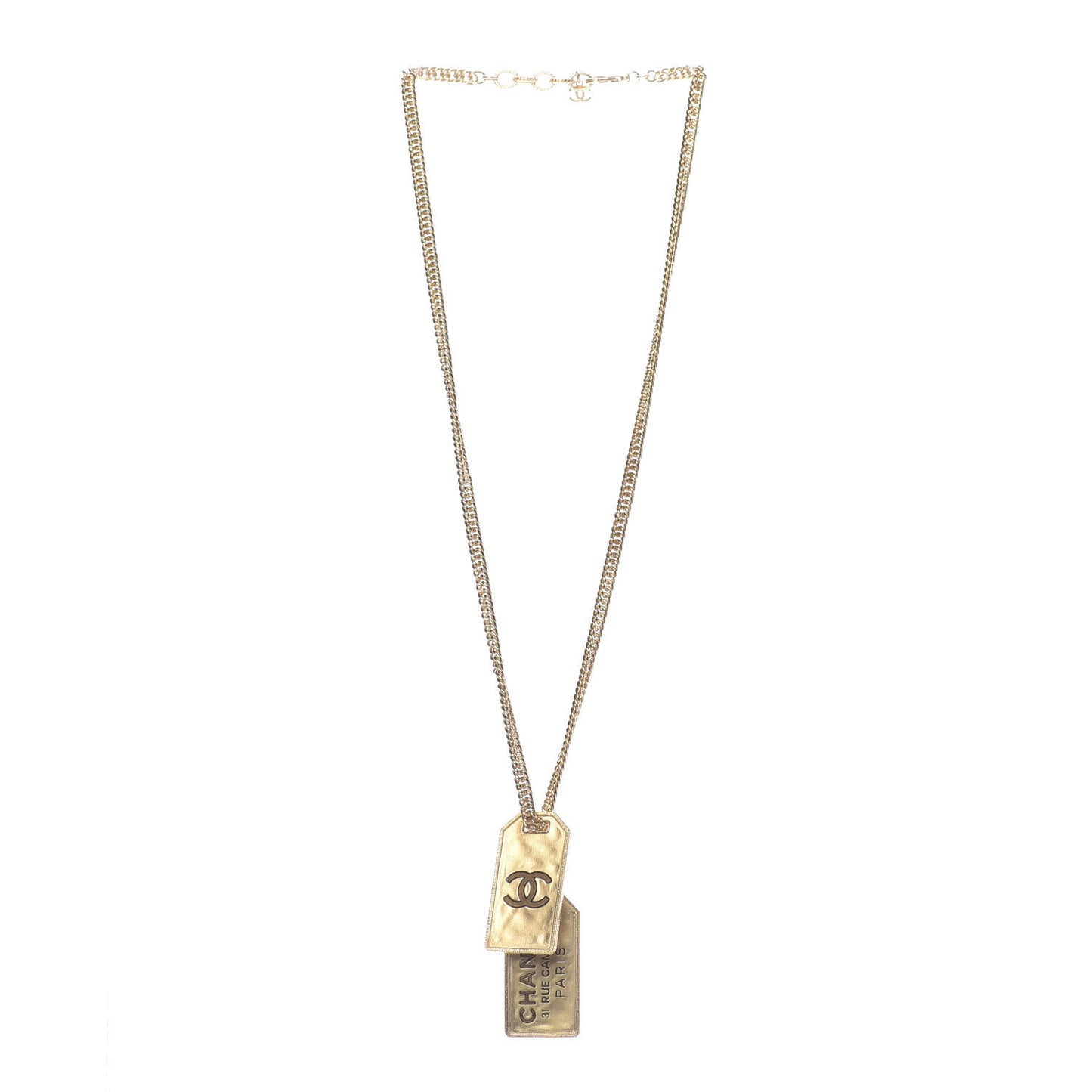 ID Dog Tag Charm Necklace Gold