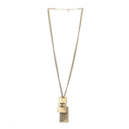 Chanel ID Dog Tag Charm Necklace Gold 3 of 7