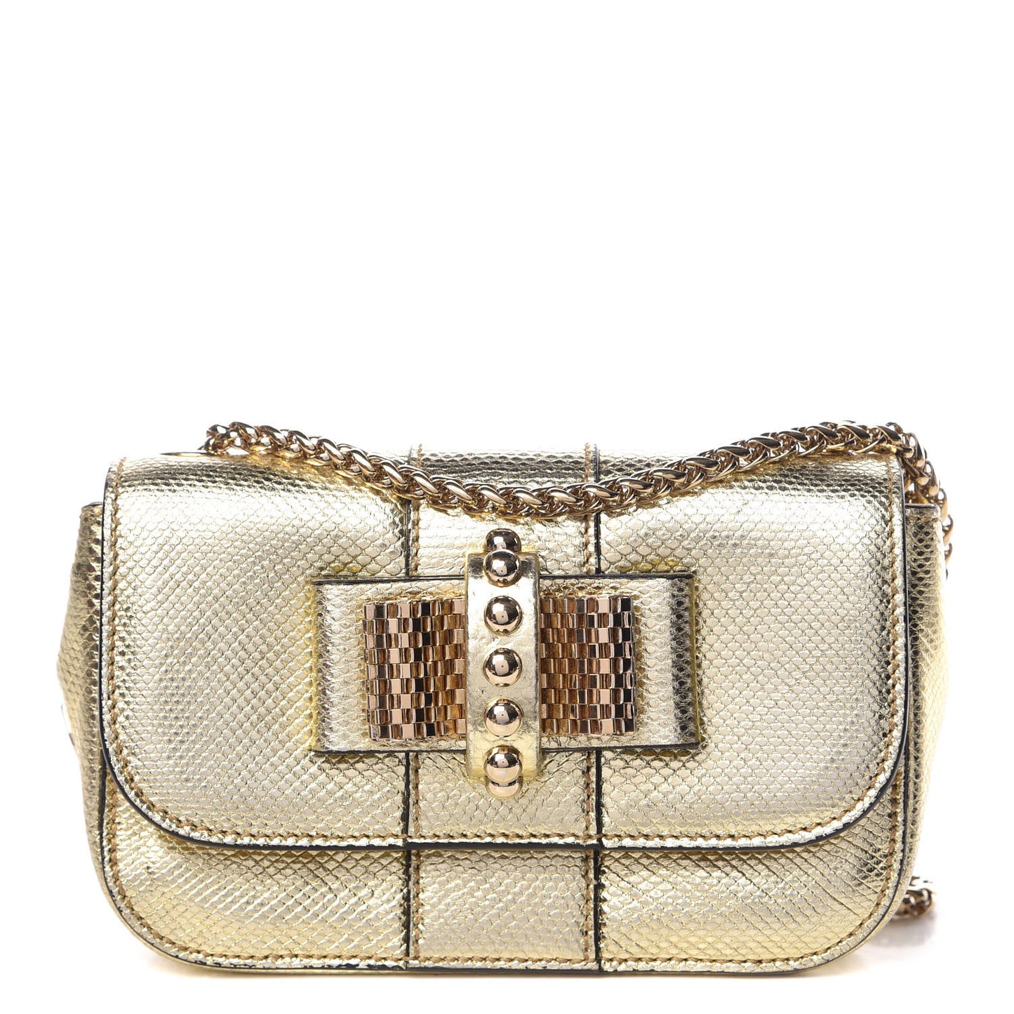 Metallic Waternsnake Mini Sweety Charity Crossbody Bag Gold
