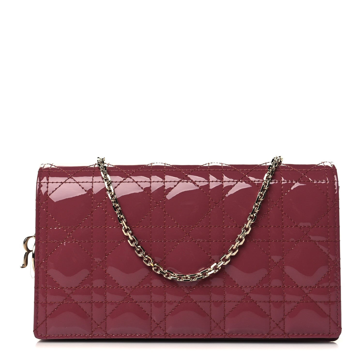 Christian Dior Patent Cannage Lady Dior Clutch Red 3 of 7
