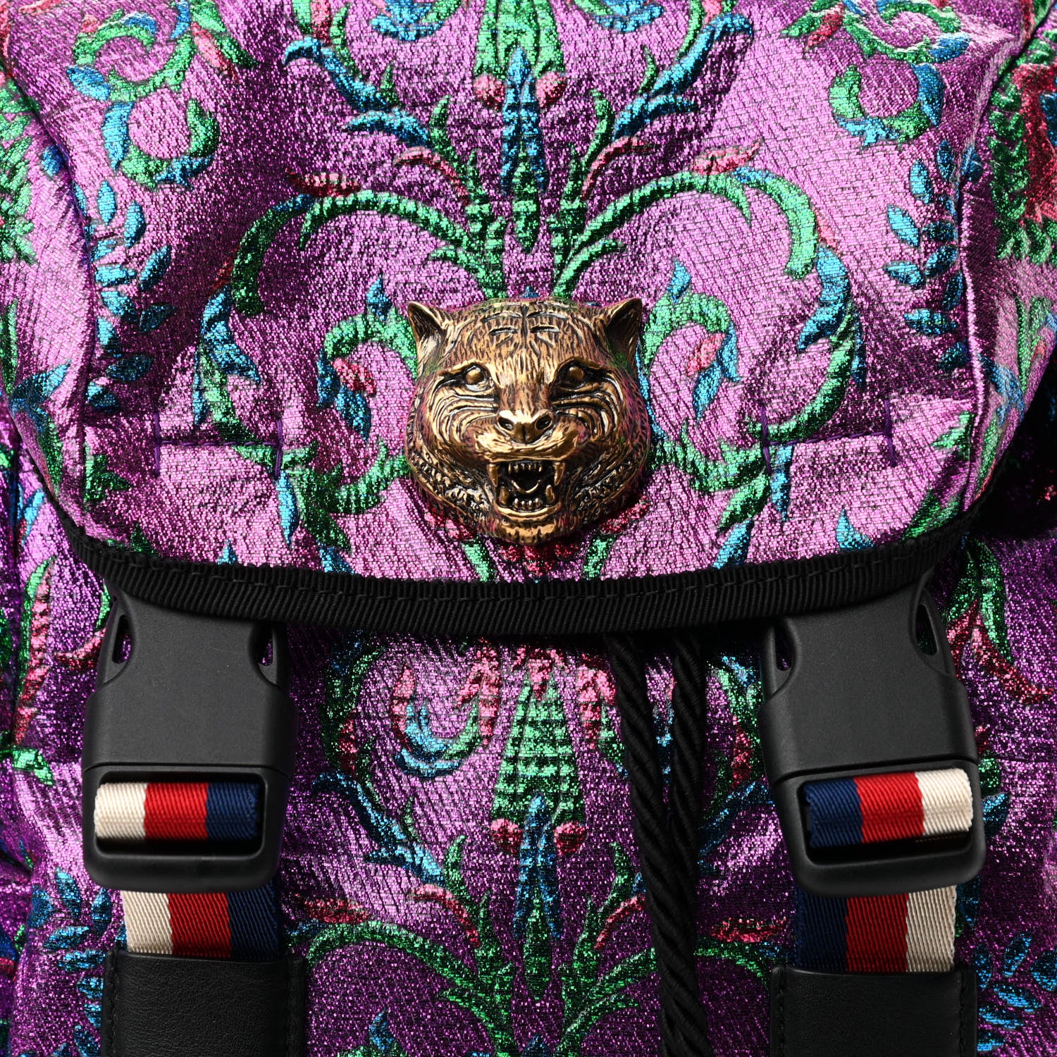 Gucci Brocade Web Small Double Buckle Backpack Multicolor 8 of 10