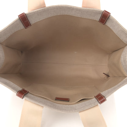 Chloe Cotton Calfskin Large Woody Ribbon Tote White Brown 5 of 11