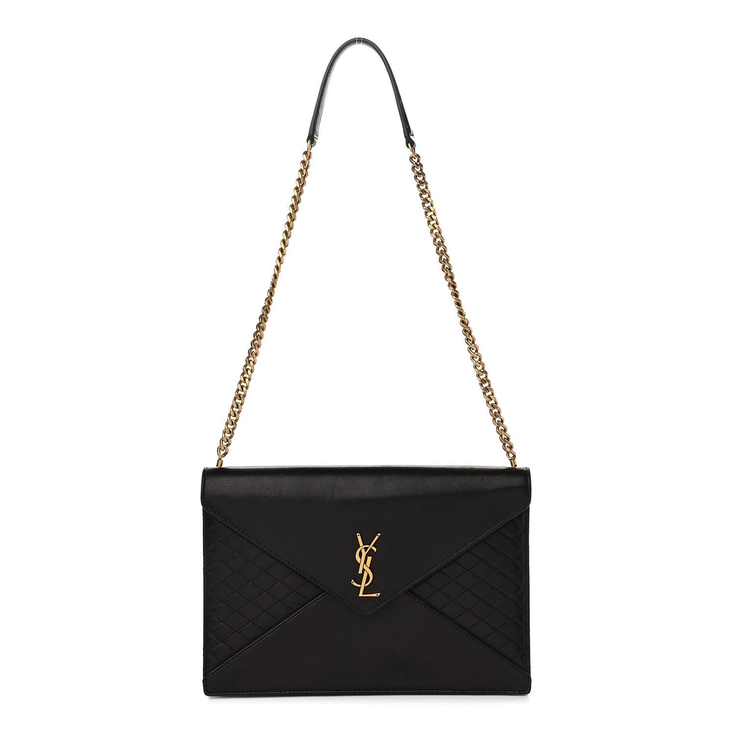 Lambskin Quilted Monogram Gaby Chain Bag Black