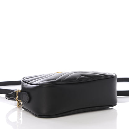 Gucci Calfskin Matelasse Mini GG Marmont Chain Shoulder Bag Black 3 of 8