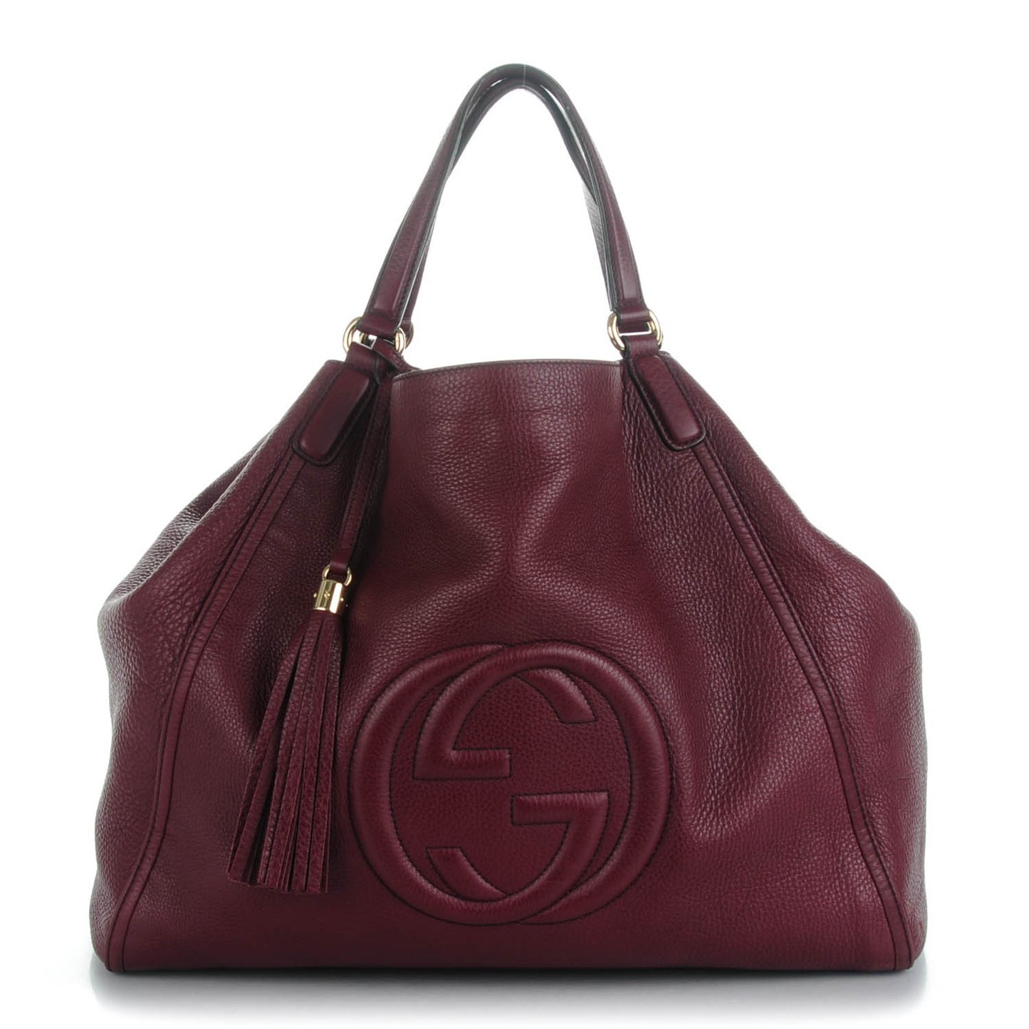 Pebbled Calfskin Large Soho Shoulder Bag Bordeaux
