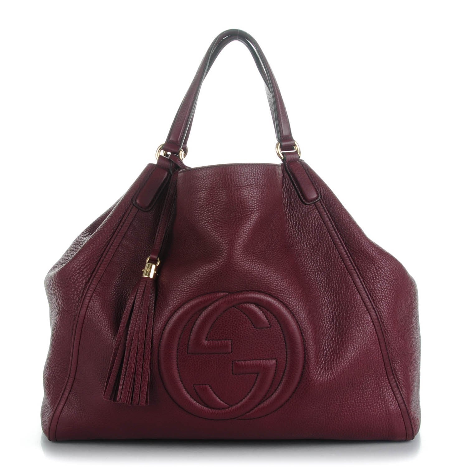 Gucci Pebbled Calfskin Large Soho Shoulder Bag Bordeaux 1 of 9