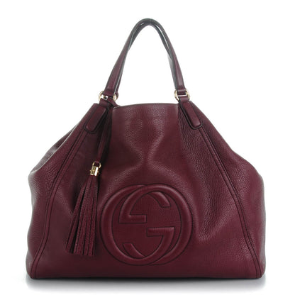 Gucci Pebbled Calfskin Large Soho Shoulder Bag Bordeaux 1 of 9