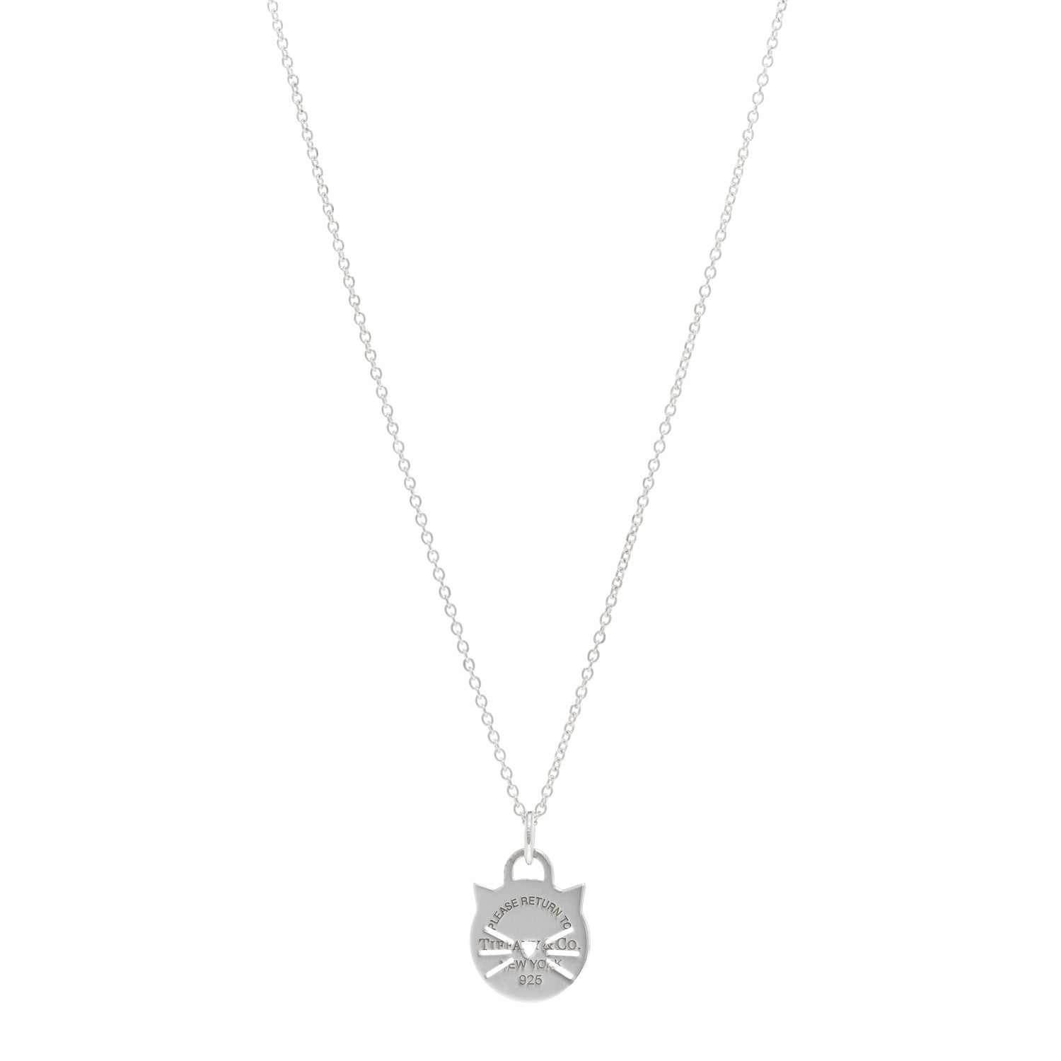 Tiffany Sterling Silver Return To Tiffany Cat Pendant Necklace 1 of 4